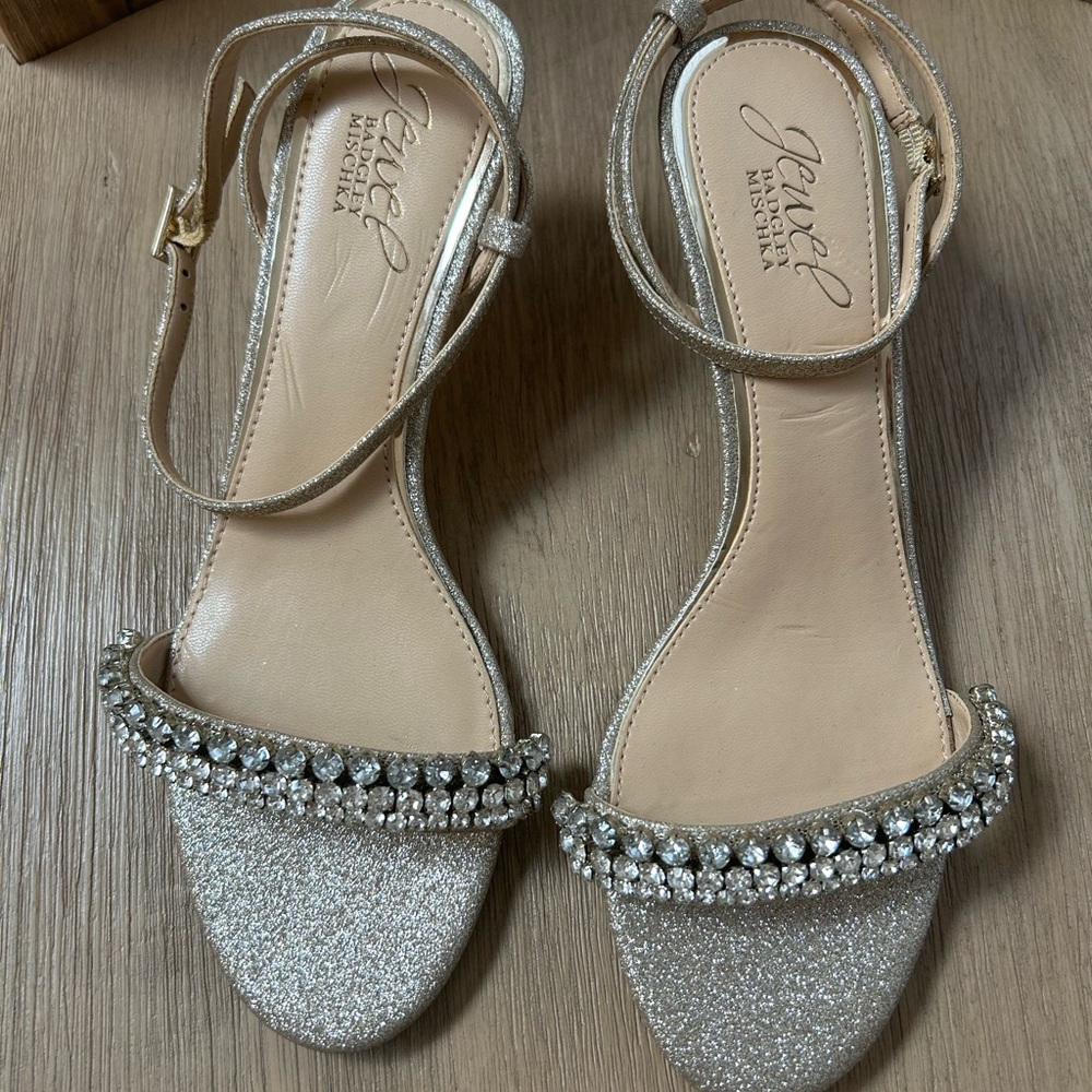Jewel Badgley Mischka Glitter Sandals